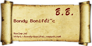 Bondy Bonifác névjegykártya